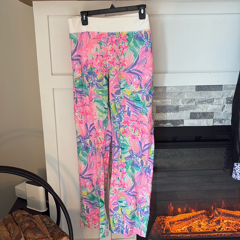 Lilly Pulitzer Tropical Print Wide-Leg Pants – Size L